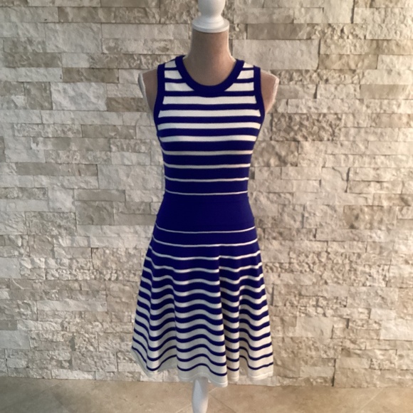 Milly of New York Dresses & Skirts - Milly "Degrade" Blue and White Striped Fit and Flare Dress